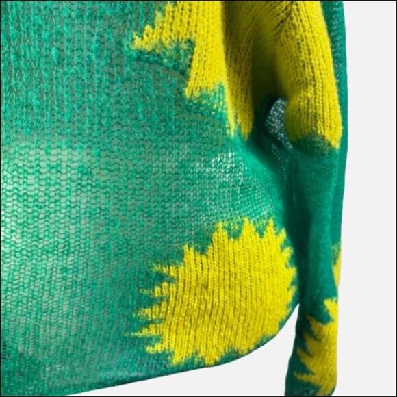 Savage X Fenty Knittin Pretty Loose Knit Sunburst Green Yellow Sweater (Size L) - Picture 9 of 16